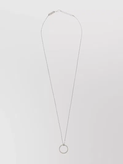 Maison Margiela Adjustable Chain Circular Pendant Necklace In Metallic