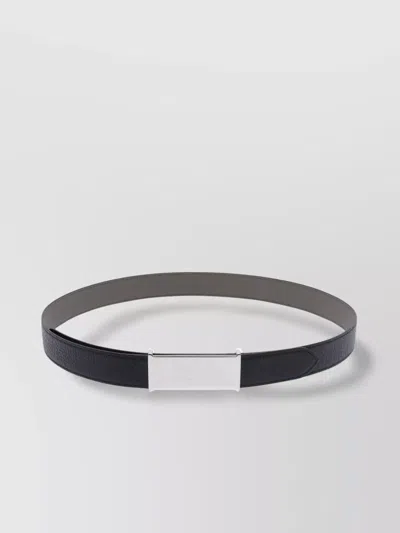 Maison Margiela Adjustable Reversible Textured Leather Belts In Black