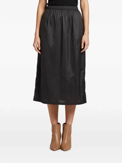 Pre-owned Maison Margiela A-line Taffeta Midi Skirt In Black