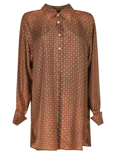 Maison Margiela All-over Printed Oversize Shirt In F Orange