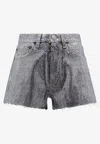 Maison Margiela All-over Rhinestone Mini Shorts In Silver