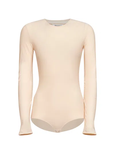 Maison Margiela Almond Technical Jersey Bodysuit In Neutral
