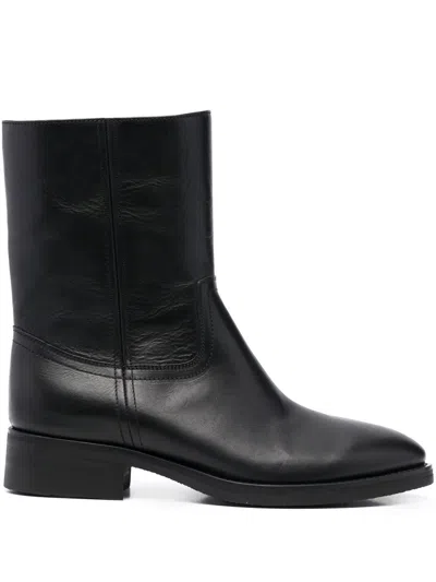Maison Margiela Almond-toe Leather Ankle Boots In Black