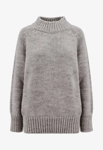 Maison Margiela High Neck Alpaca Wool Sweater In Neutral