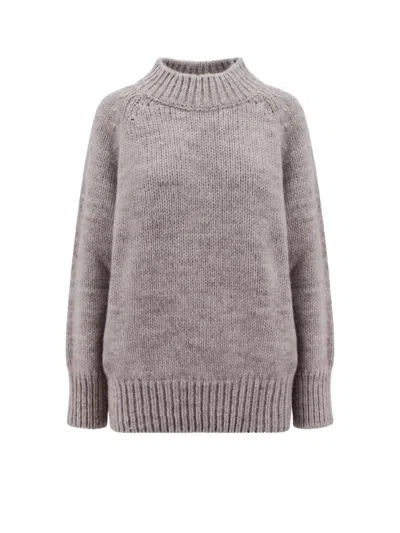 Maison Margiela High Neck Alpaca Wool Sweater In Neutral
