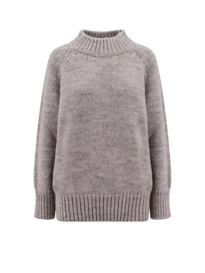 Maison Margiela High Neck Alpaca Wool Sweater In Neutral