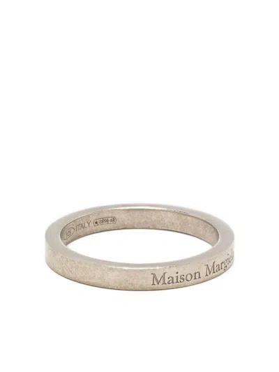 Maison Margiela Logo-engraved Band Ring In Silver