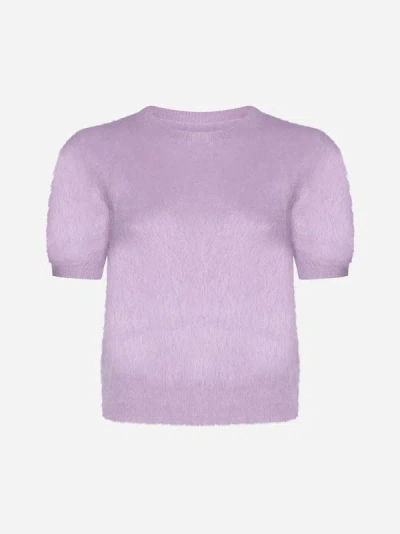 Maison Margiela 安哥拉羊毛混纺针织短款毛衣 In Purple