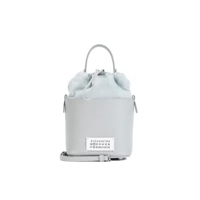 Maison Margiela Anisette Leather Bucket Bag In Gray