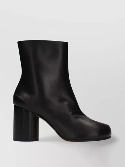 Maison Margiela Ankle Block Heel Round Toe Boots In Black