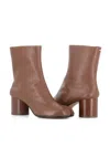 Maison Margiela Tabi High Heels Ankle Boots In Brown Leather In Brown