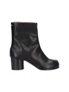 Maison Margiela Ankle Boots In Premium Sheepskin Leather With Unique Toe Design And Chunky Heel In Black