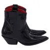 Maison Margiela Ankle Cowboy Boots In Black Patent Leather In Black