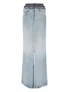 Maison Margiela Light Blue Long Skirt With Front Slit And Five Pocket Design In Denim Woman In Light Blue