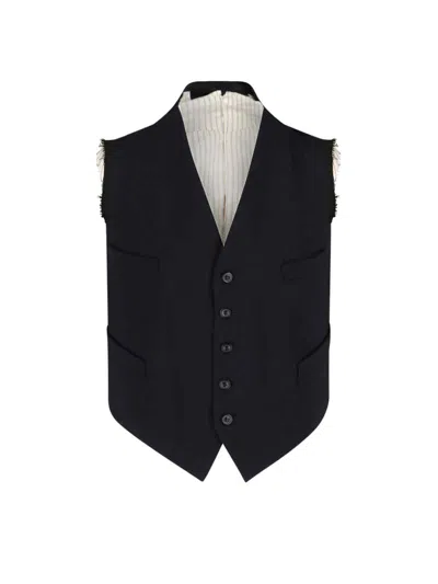 Maison Margiela Anonimity Of The Lining Layered Crop Vest In Black