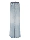 MAISON MARGIELA ANONIMITY OF THE LINING' MAXI DENIM SKIRT - LIGHT BLUE