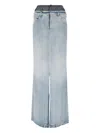 Maison Margiela Light Blue Long Skirt With Front Slit And Five Pocket Design In Denim Woman