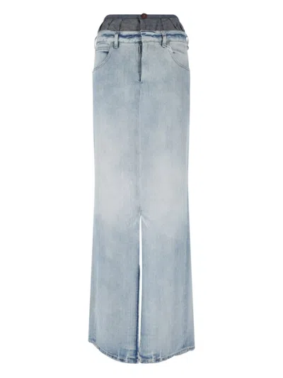 MAISON MARGIELA MAISON MARGIELA ANONIMITY OF THE LINING' MAXI DENIM SKIRT – LIGHT BLUE
