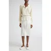 Maison Margiela White Midi Dress With Polo Collar And Gathered Waist
