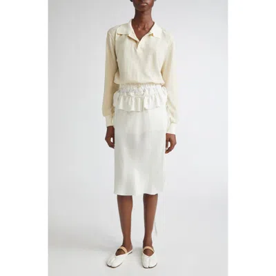Maison Margiela Cotton And Linen Blend Midi Dress In Neutral