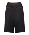Maison Margiela Black Shorts With Layered Design And Side Button Closure In Black