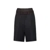 Maison Margiela Black Shorts With Layered Design And Side Button Closure