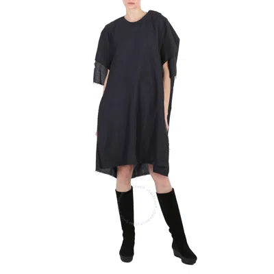 Maison Margiela Anthracite Mohair Wool Raw-cut Oversize Dress In Black