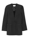 Maison Margiela Anthracite Virgin Wool Jacket With Button In Black