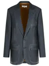 Maison Margiela Anthracite Wool Blend Blazer In Gray
