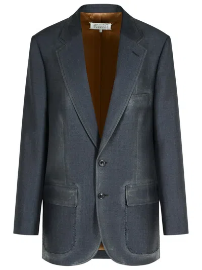Maison Margiela Anthracite Wool Blend Blazer In Gray
