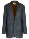 Maison Margiela Anthracite Wool Blend Blazer Women In Blue