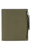 Maison Margiela Leather Bi-fold Wallet Textured Finish In Green