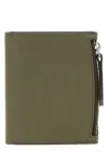 Maison Margiela Leather Bi-fold Wallet Textured Finish In Green