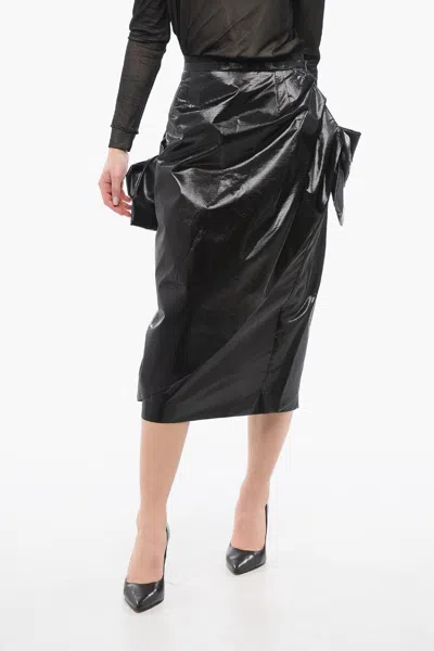 Maison Margiela Asimmetryc Longuette Skirt With Bows In Black