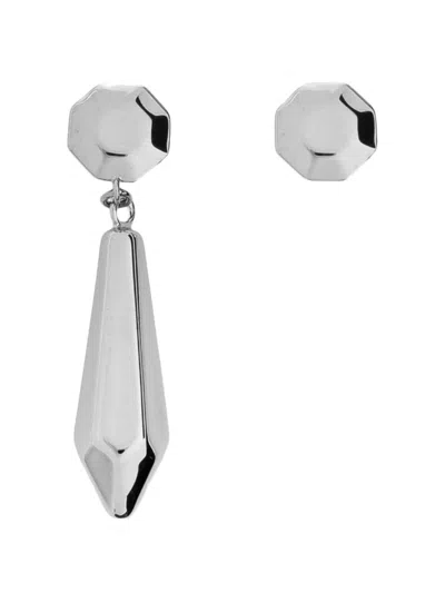 Maison Margiela Asymmetric Faceted Earrings In Metallic
