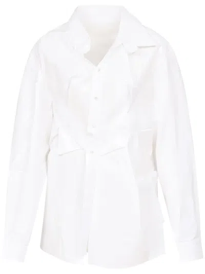 Maison Margiela Asymmetric Gathered Shirt In White