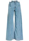 Maison Margiela High-waisted Cut-out Jeans With Wide Leg Silhouette In Blue