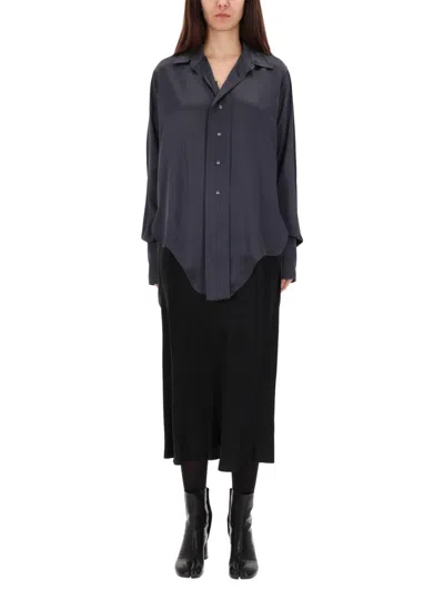 Maison Margiela Asymmetrical Hem Collared Long-sleeve Shirt In Black