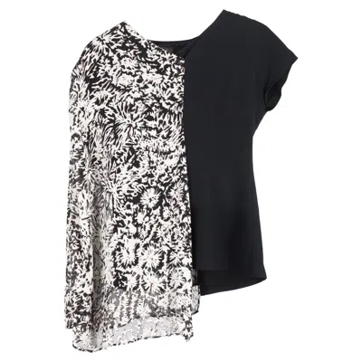 Maison Margiela Asymmetrical Printed Blouse In Black Viscose