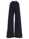 Maison Margiela Black Jeans With Wide Leg And Four-stitch Moniker Logo In Denim Woman In Black