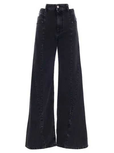 MAISON MARGIELA ASYMMETRICAL WAIST WIDE-LEG DENIM JEANS