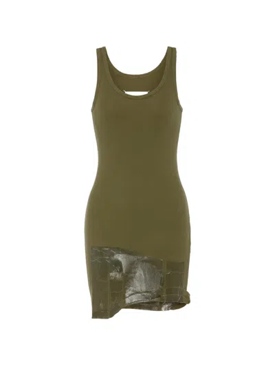Maison Margiela Asymmetric-hem Long Cotton Top In Green