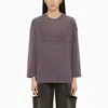 MAISON MARGIELA AUBERGINE-COLOURED COTTON SWEATER WITH LOGO