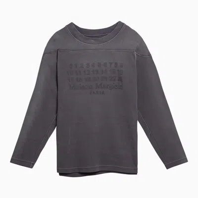 Maison Margiela Aubergine-coloured Cotton Sweater With Logo Women In Purple