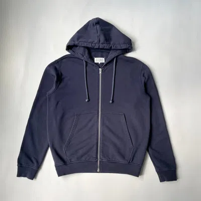 Pre-owned Maison Margiela A/w 20 Washed Cotton Zip Hoodie In Blue