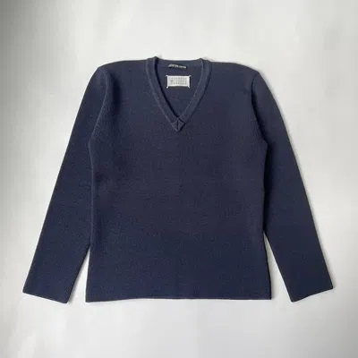 Pre-owned Maison Margiela A/w 2000 ‘deanna' Waffle Wool Sweater In Dark Blue