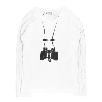 Pre-owned Maison Margiela Aw05 Binoculars Graphic Long Sleeve In White