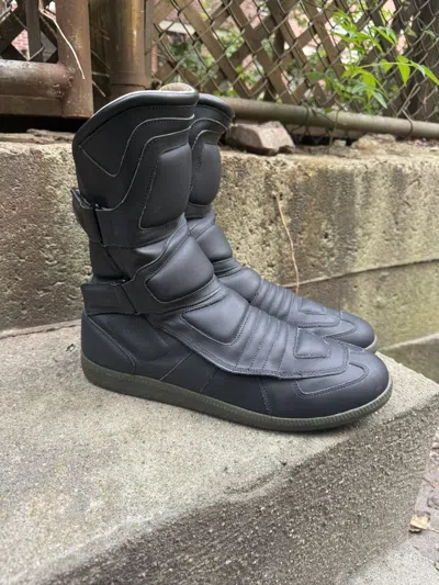 Pre-owned Maison Margiela Aw09  Speed Biker Sneaker Boots 46 In Black