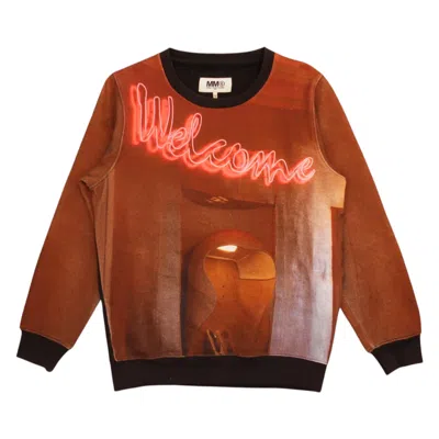 Pre-owned Maison Margiela Aw14  Mm6 "welcome Transfer" Sweatshirt In Brown