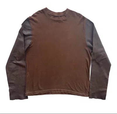 Pre-owned Maison Margiela Aw2004 Line 0 10 Artisinal Leather Long Sleeve Shirt In Brown